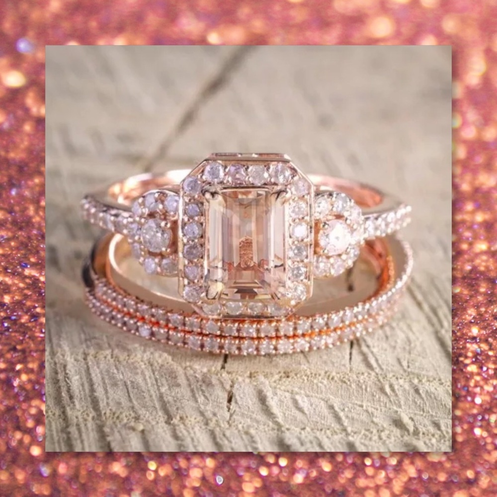 NEW SZS🆕 2pc Morganite 18k Rose Gold Filled Set
